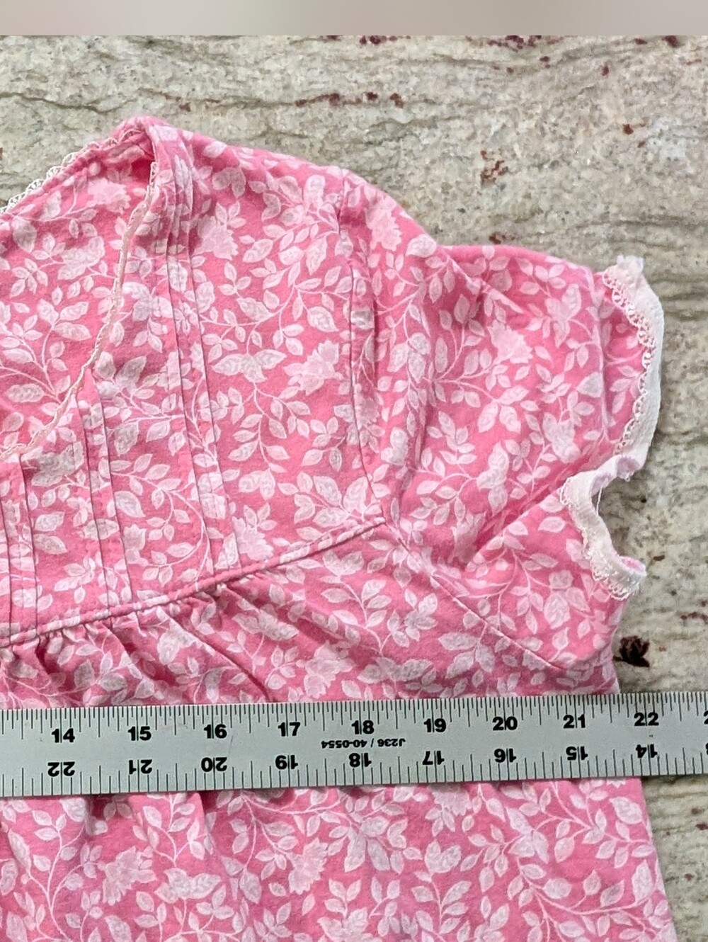 Aria Collection Floral Womens Short Sleeve Pink Lace Nightgown Size Large